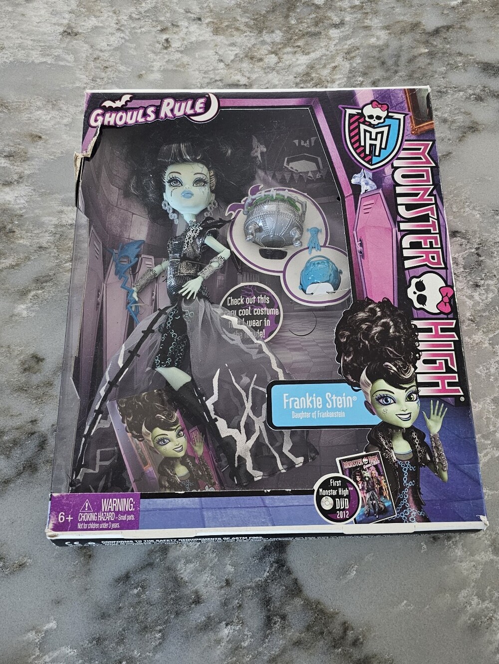 2012 Monster High Ghouls Rule Frankie Stein Doll NIB New Sealed Flawed Box